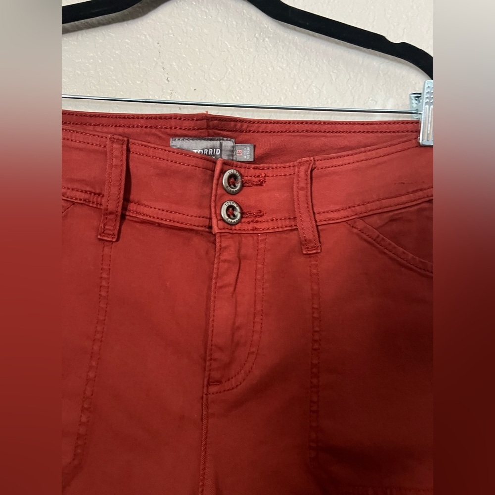 Torrid Aviator Stretch Twill Crop Pants Size 16 Rust Mid Rise - Picture 6 of 9